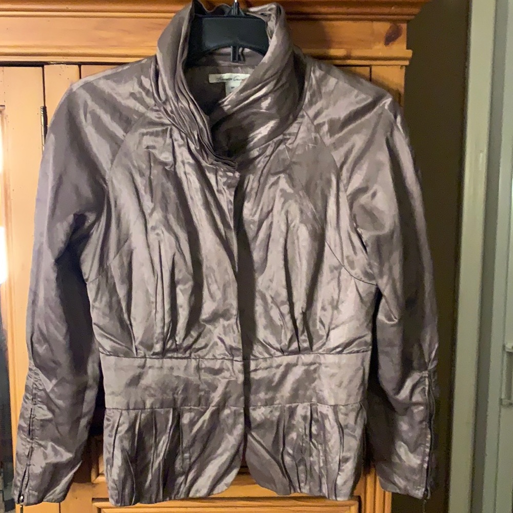 Pewter/burnished gold satin Kenneth Cole jacket.